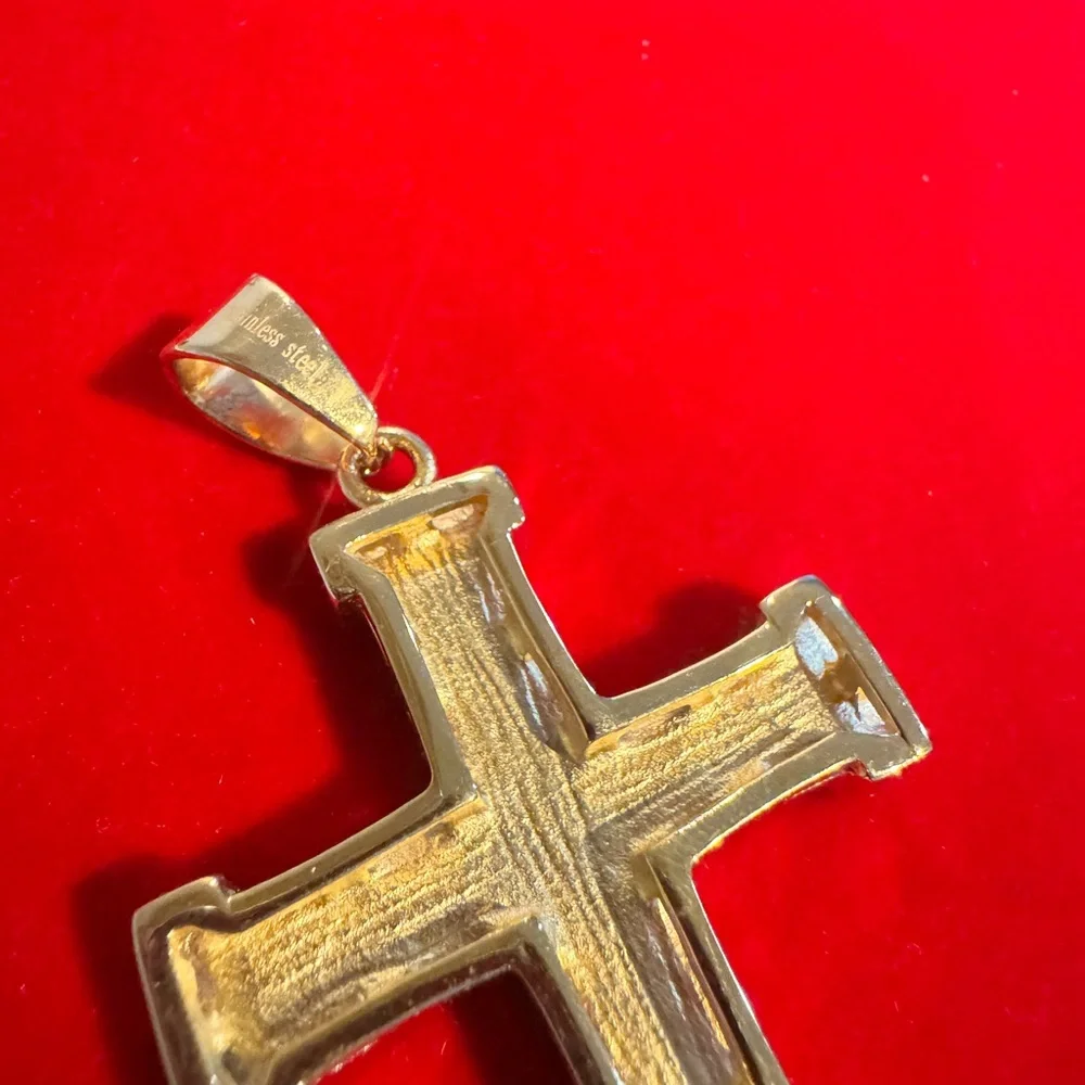 Stainless Steel Cross Pendant with cubic zirconia stones